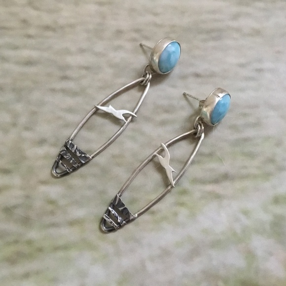 Mosaic Smith (Etsy) Artisan Crafted Larimar & Sterling Silver Earrings: NWOT! - Picture 4 of 6